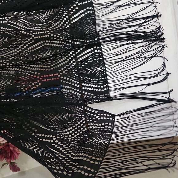 Black Swim Cover-Up Beach Sexy Cruise Pool Party Large - Picture 3 of 6